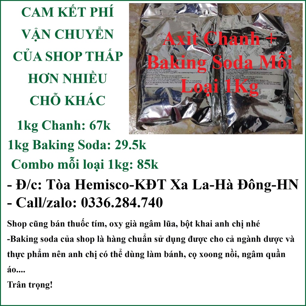 Combo 2Kg nguyên liệu chế CO2 cho bể cá- Baking Soda- Axit chanh- Axit Citric