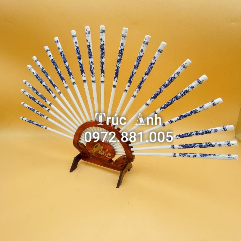 Bộ đũa sứ thờ men lam