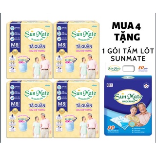 Combo 4 gói Tã quần người lớn Sunmate Siêu khô thoáng size M8 - L7