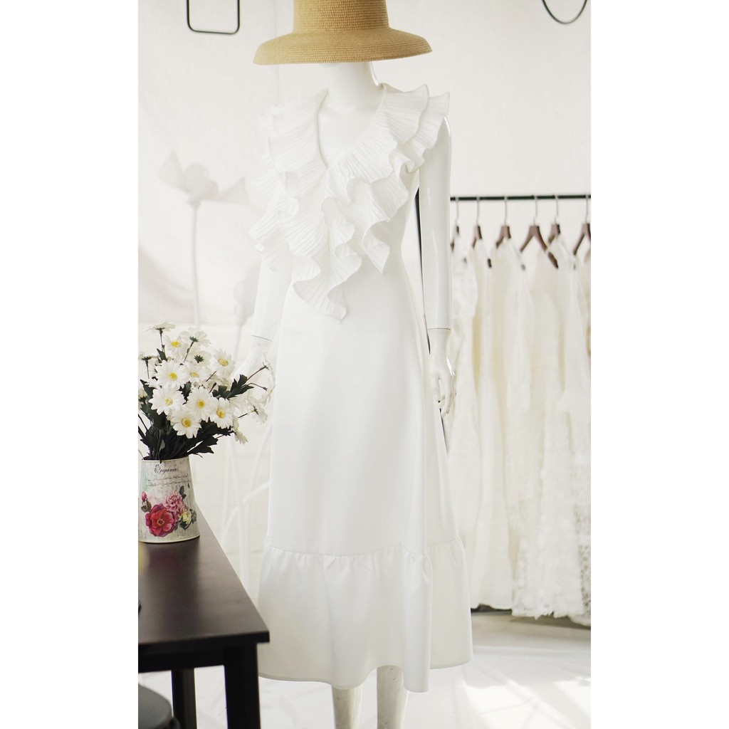 Đầm maxi đi biển cổ V bèo/ Đầm maxi đi biển