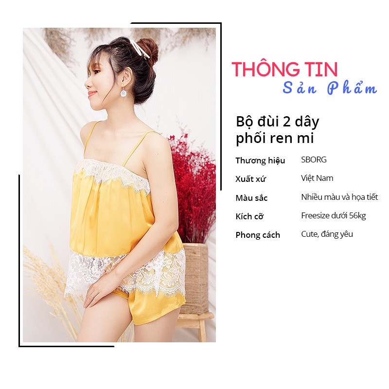 Đồ ngủ áo quần nữ áo 2 dây phối viền ren quần dài hoặc ngắn cho nữ mặc nhà siêu xinh | BigBuy360 - bigbuy360.vn