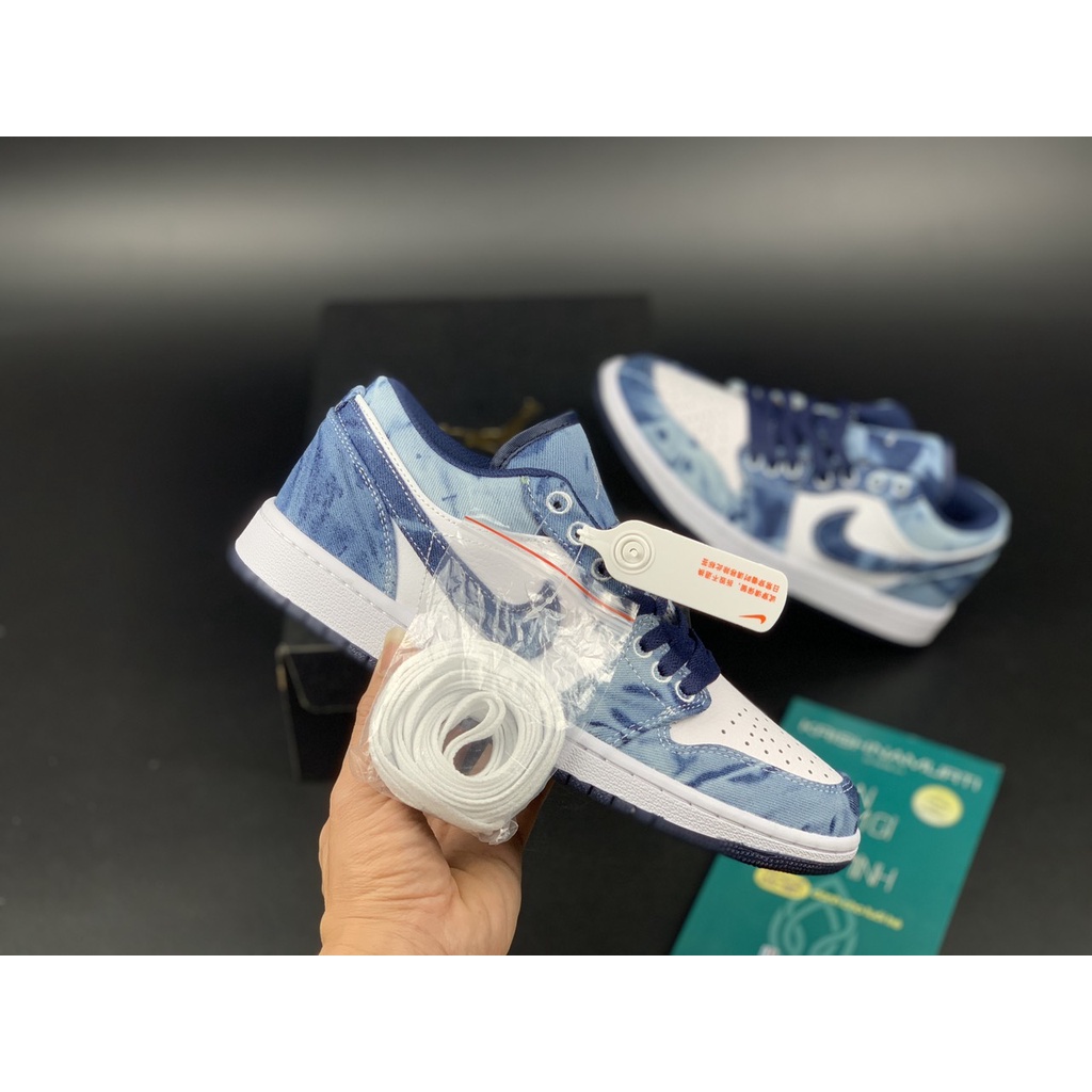 Giày thể thao nam nữ Jordan Denim loang bò cổ thấp  - J35