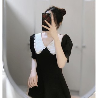[SẴN] Váy Đen Cổ Bèo Trắng, ảnh thật ở cuối - Đen Huyền Bí