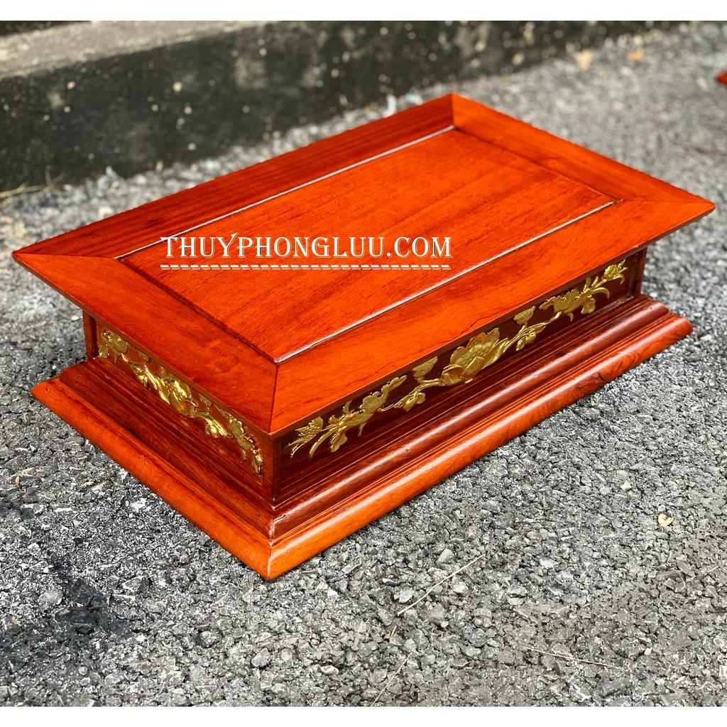 Đế kê tượng phật chữ nhật sen dây gỗ hương rát vàng