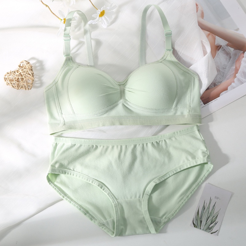 Bộ đồ lót nữ siêu xinh màu tinh khiết, áo lót không gọng, quần cotton co dãn nhẹ, thoáng mát, đồng màu