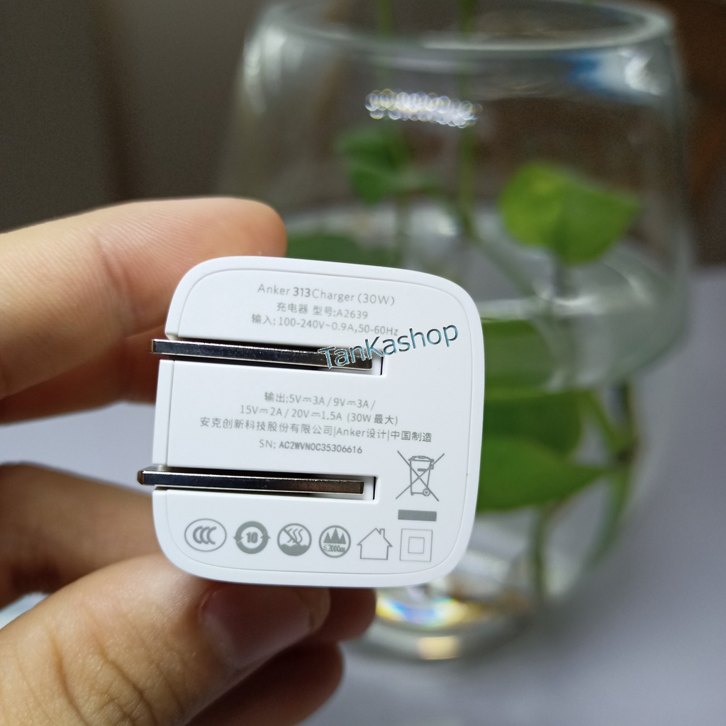 Củ Sạc Anker 313 , 1 cổng C Công Suất 30w A2639 GaN , Sạc Nhanh PD IQ3 PPS