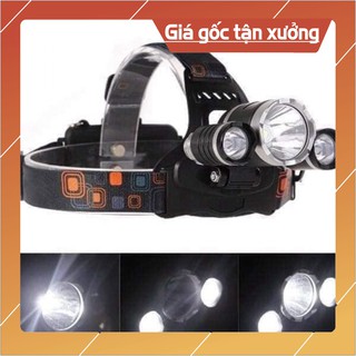 [Siêu rẻ] Đèn Pin Đội Đầu 3 Bóng (4 chế độ sang)