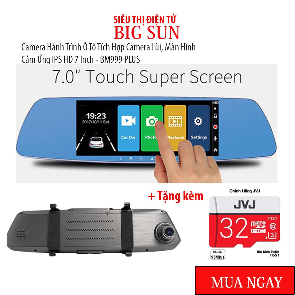 Camera hành trình xe ô tô Gương Chiếu Hậu ô tô BMCAR 🔥Giá tốt🔥 7 Inch Màn Hình Cảm Ứng,Cảm Biến Chuyển Động- BM999 PLUS | BigBuy360 - bigbuy360.vn