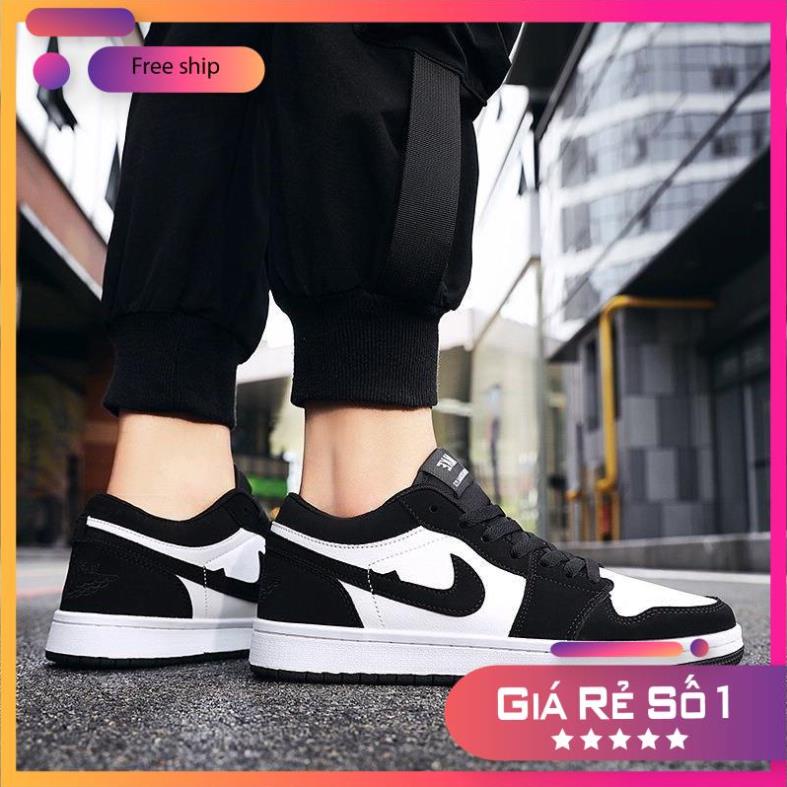Giày thể thao JORDAN 1 PANDA đen trắng cổ thấp Hot trend nam nữ, Giày sneaker JD1 đen trắng thấp dùng đi học,tập gym