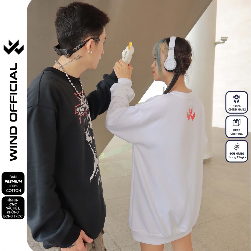 Áo sweater form rộng WIND unisex XXX oversize tay dài thời trang nam nữ
