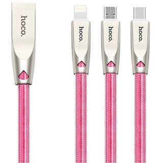 Cáp sạc 3 đầu Hoco U9 dài 1.5M (Lightning + MicroUSB + Type-C)