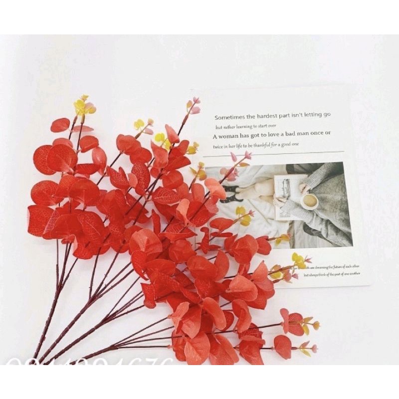 [Loại 1]Cụm lá táo màu 16 nhánh trang trí bó hoa sáp hoa giấy nhún trang trí decor nhà cửa