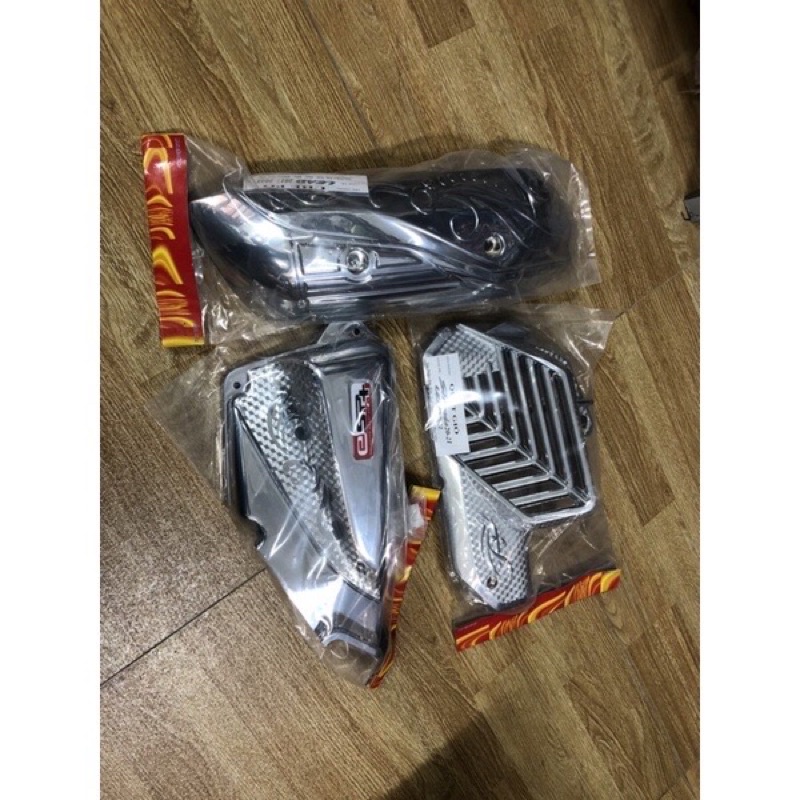 Ốp bầu gió (pô e) +ốp pô+ốp quạt gió xe LEAD 20-22 (nhựa ABS xi trắng crom cao cấp