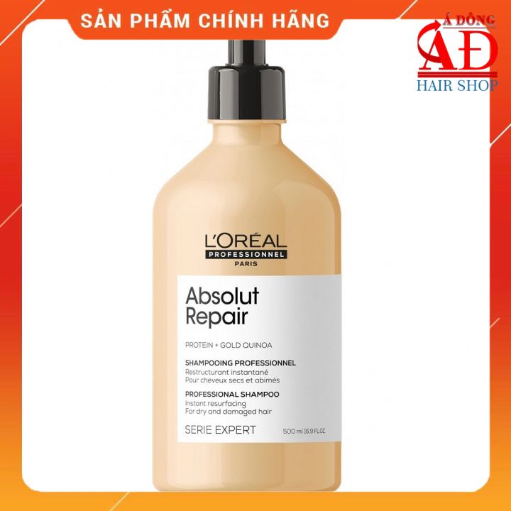 DẦU GỘI LOREAL ABSOLUT REPAIR GOLD QUINOA 2021 CHO TÓC HƯ TỔN 500ML (CHAI)
