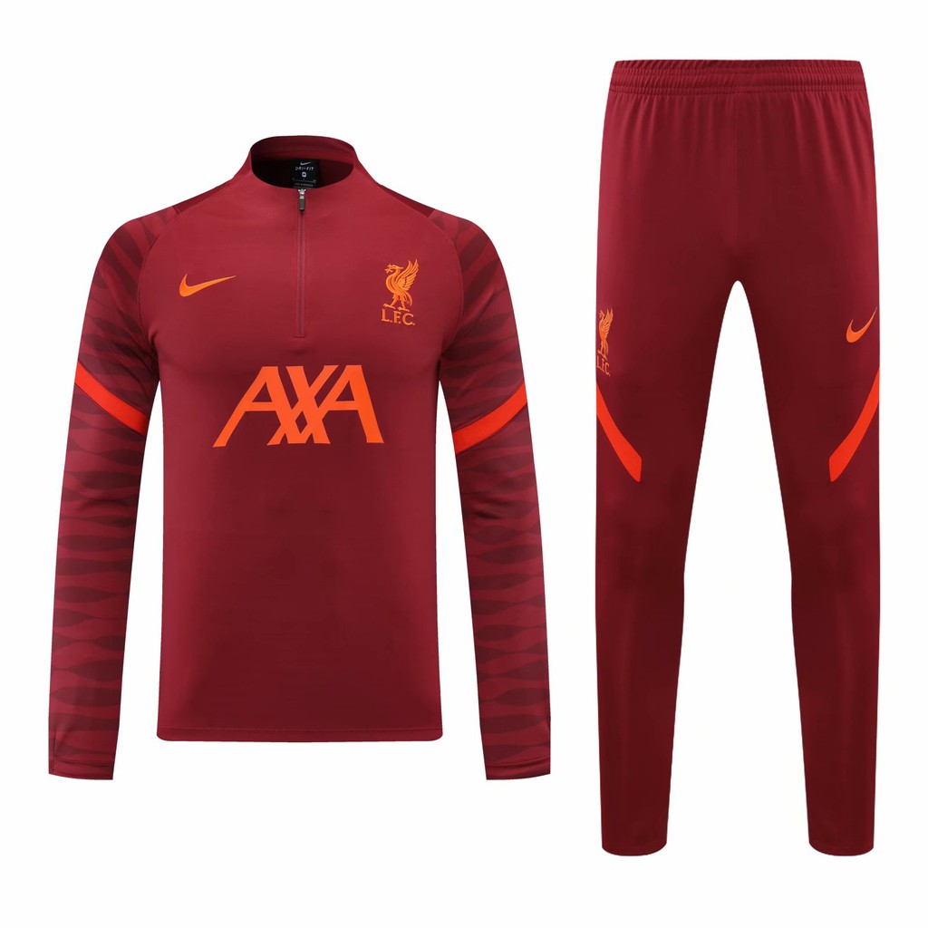 2021 Liverpool Đào Tạo Bóng Đá Nửa Dây Kéo Áo Đấu Nam Màu Đỏ