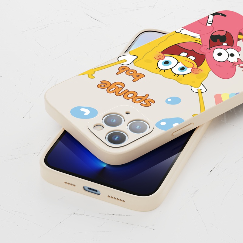 SUNTAIHO Ốp lưng iphone Ốp điện thoại silicon họa tiết hoạt hình Spongebob thích hợp cho iPhone 13 12 11 Mini Pro X XR XS Max 7/8 Plus