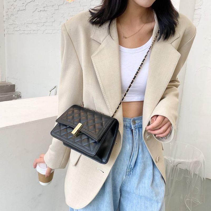 Túi Xách Nữ Đeo Vai Vân ô Trám Đẹp Sang Trọng Size 19 TDC211