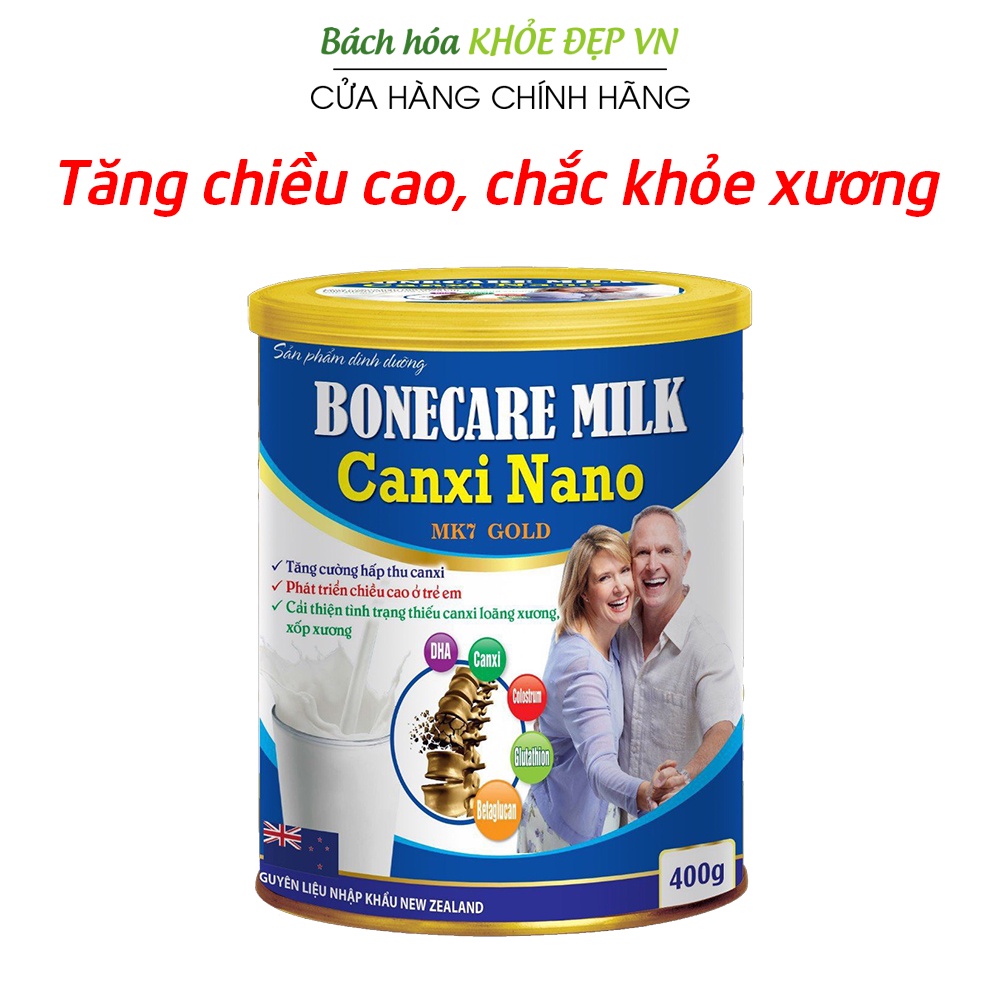 Sữa Boncare Milk Canxi Nano MK7 giúp tăng chiều cao, chắc khỏe xương khớp - 400g (Sữa Boncare Milk Canxi Nano MK7)