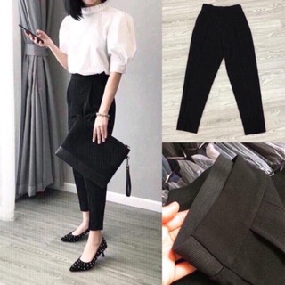 Quần Tây baggy nữ lưng chun khoá sườn chất tuyết mưa thời thượng