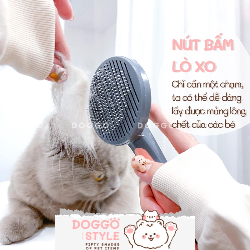 Lược Chải Lông Cho Chó Mèo Có Nút Bấm Gạt Lông DOGGOSTYLE Tay Cầm Cao Su Giúp Mượt Lông Chống Rối Cho Thú Cưng