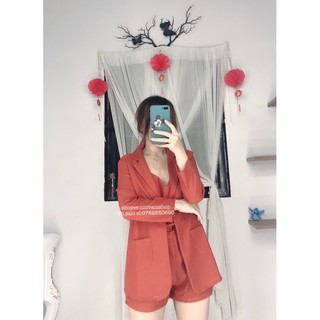 set vest hàn quốc 3 món( gồm áo khoác vest , áo hai dây, quần short )