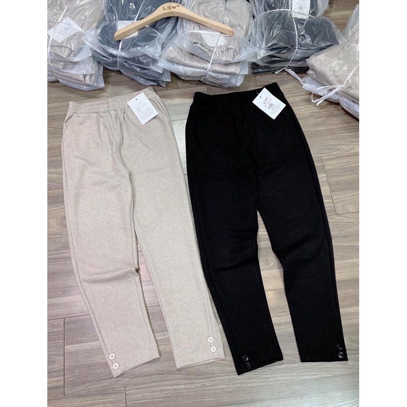 Quần Baggy Dạ Phối Cúc Chân