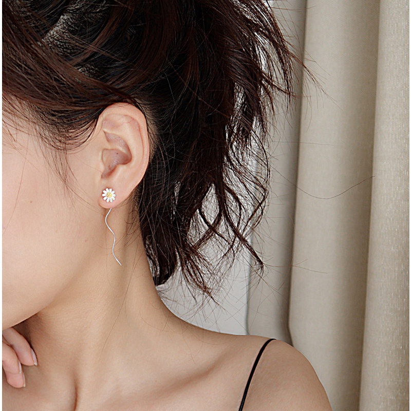 Hoa tai bạc hình hoa cúc thả dài ANTA Jewelry ATJ9028