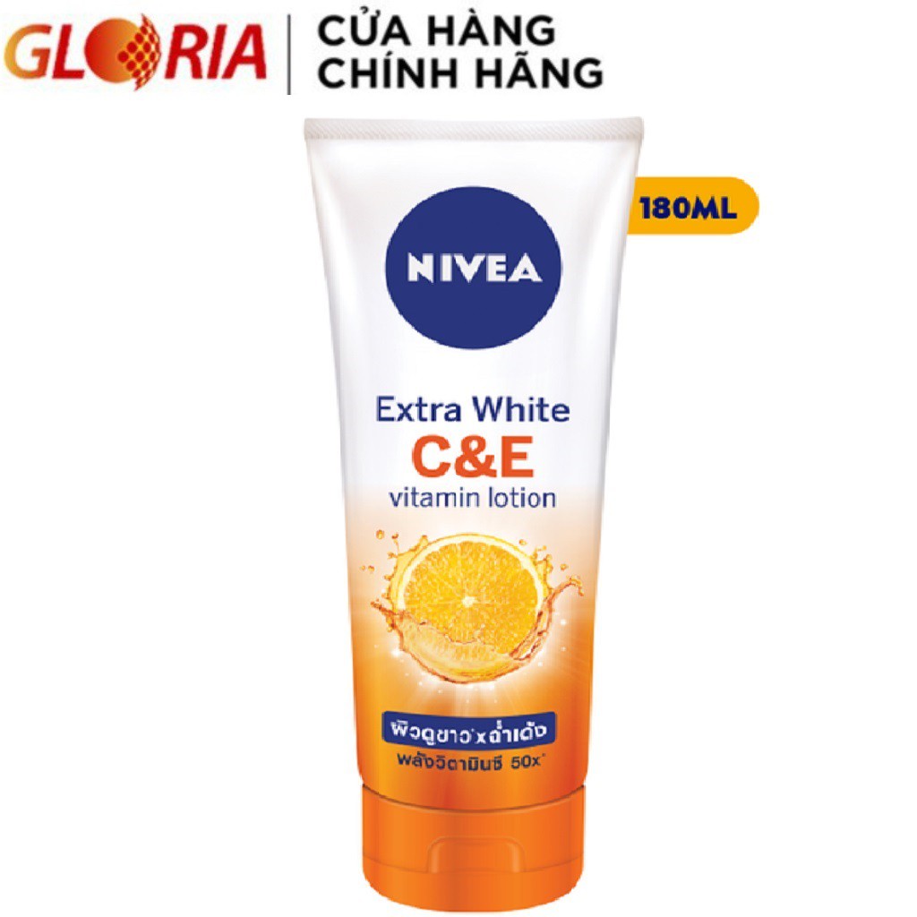 [Mã COSGLORIAT4 -8% đơn 250K] Sữa Dưỡng Thể Dưỡng Trắng Nivea Extra White C&amp;E Vitamin Lotion 180ml - 84374