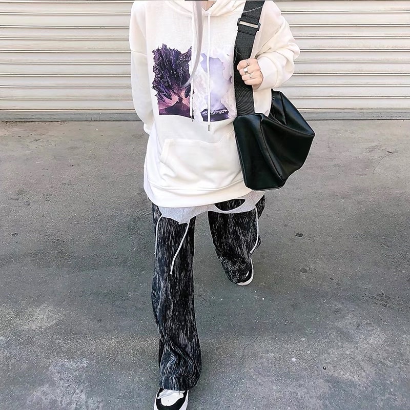 Áo Hoodie Nỉ Bông Chui Tay Dài Hoạ Tiết Loang Màu