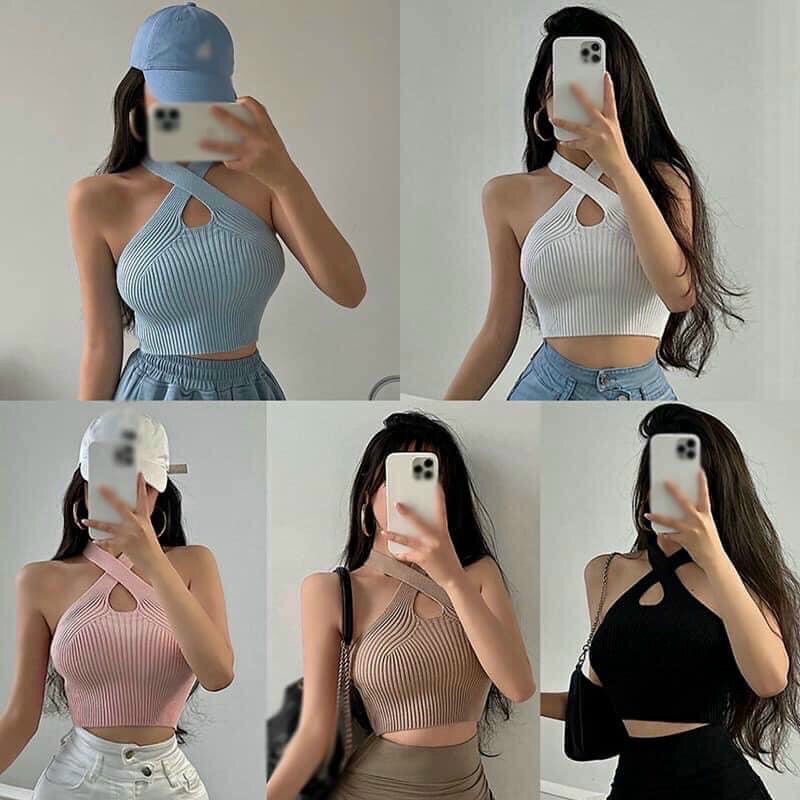 Áo Crotop Len Chéo Ngực