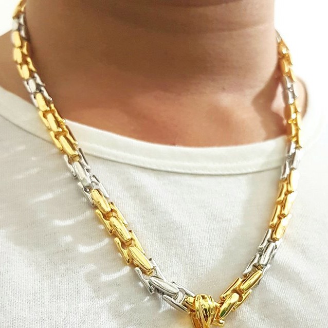 Dây chuyền nam đốt vuông mạ vàng 18K