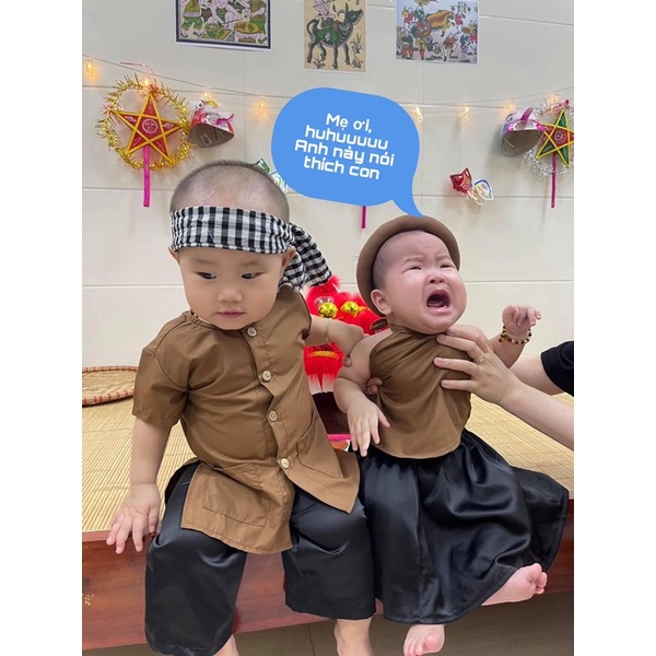 Bà Ba Khăn Rằn Bộ Đồ Nông dân chú cuội cho bé