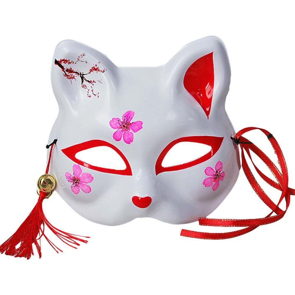Mặt Nạ Hóa Trang Halloween Bảo Vệ Nửa Khuôn Mặt Hình Mèo Masque Nhật Bản