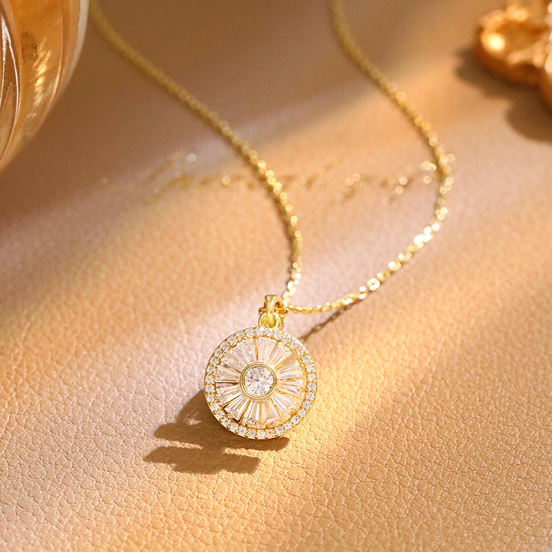 Dây chuyền JIUDUOLAN mặt tròn đính đá zircon sáng bóng sang trọng thời trang cho nữ