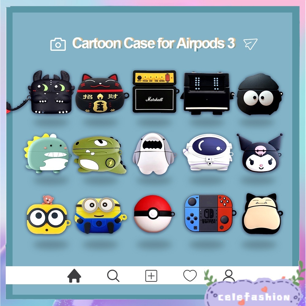 Vỏ Bảo Vệ Hộp Sạc Tai nghe không dây Airpods 1/2/3 2021 3 Thiết Kế Dễ Thương Chống Sốc