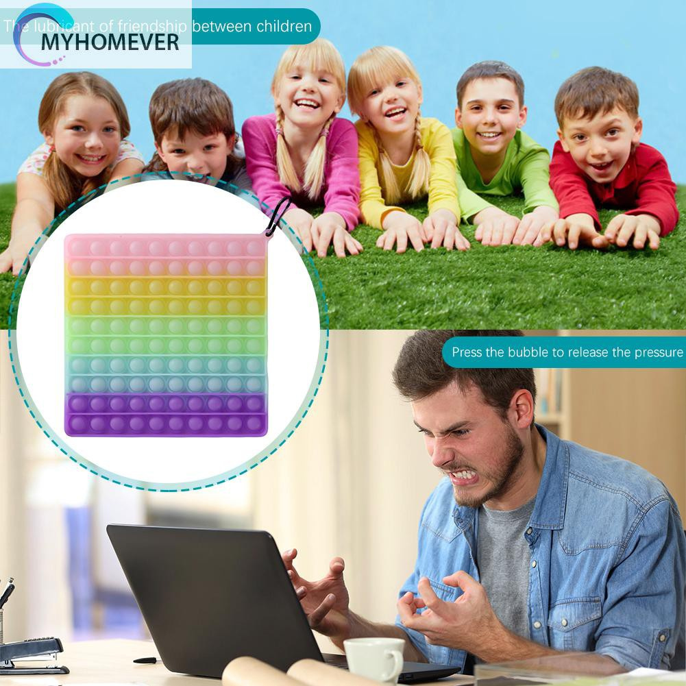 Pop It Fidget Đồ chơi Large Square Push Bubble Rainbow Sensory Đồ chơi Autism Needs Stress Reliever