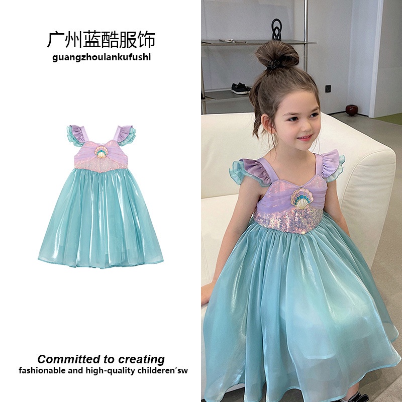 Đầm Công Chúa Không Tay Thiết Kế Mới Thời Trang Theo Phong Cách Phương Tây Cho Bé Gái váy nàng tiên cá