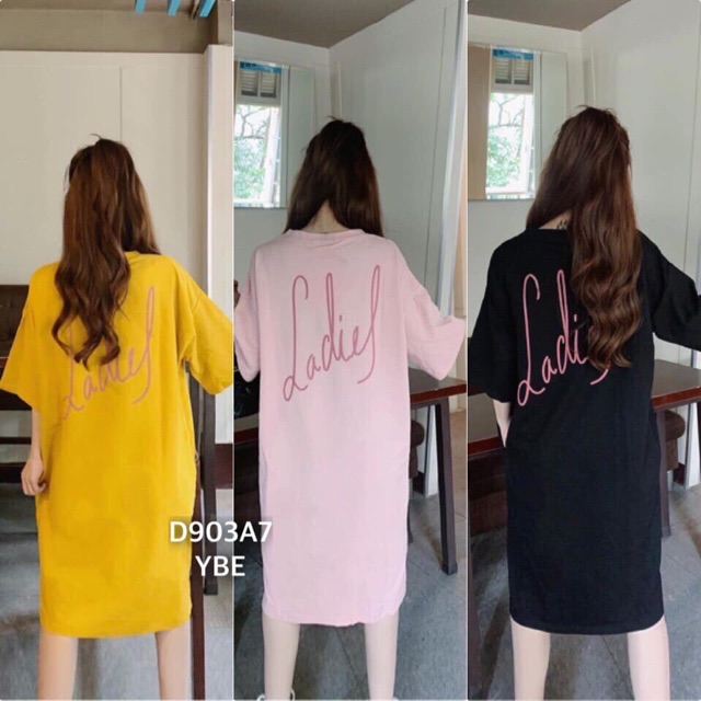 Váy Suông Ladies In Chữ Hai Mặt - Form Rộng Xẻ Tà Phối Túi Hông