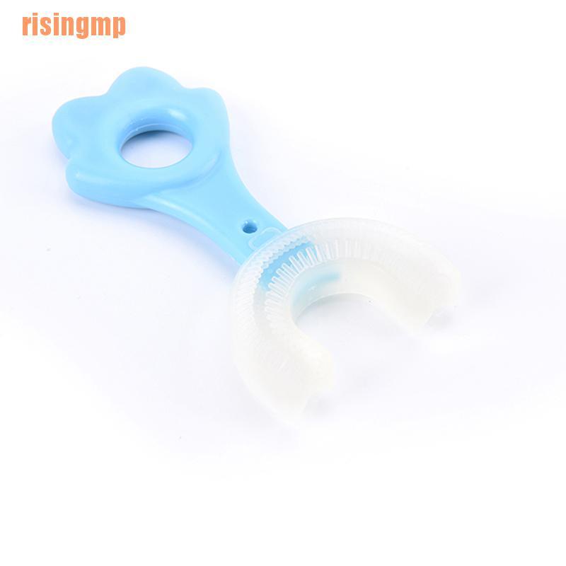 [Hàng mới về] Bàn chải đánh răng hình chữ U xoay 360 độ dễ thương nhiều màu tùy chọn cho bé 2-12 tuổi