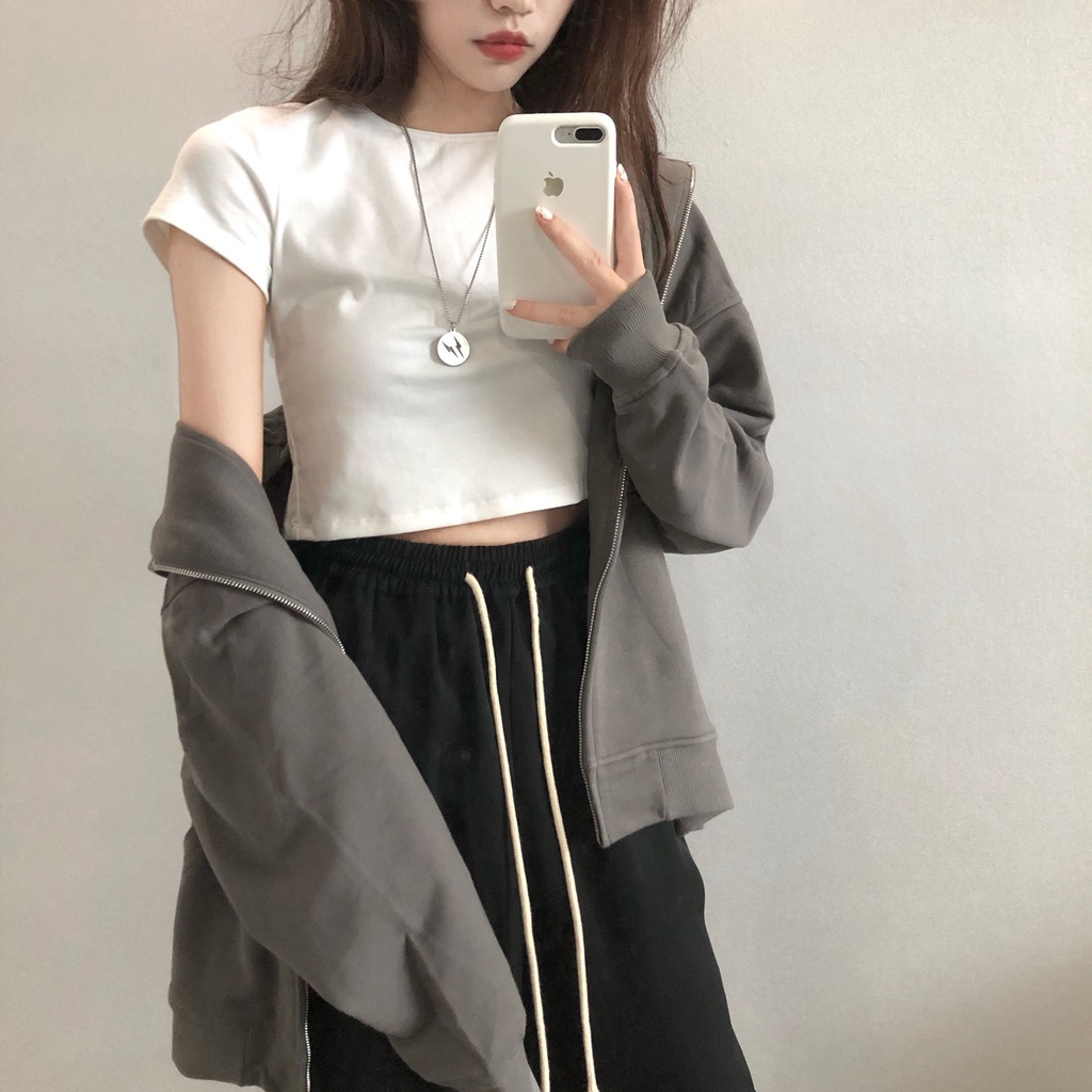 Áo Khoác Sweater Có Mũ Trùm Dáng Rộng Dây kéo Kiểu Hàn Quốc Thời Trang  Cho Nữ