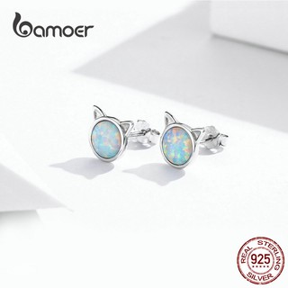 Bamoer Bông Tai Mạ Vàng Hồng Hình Mèo Đáng Yêu