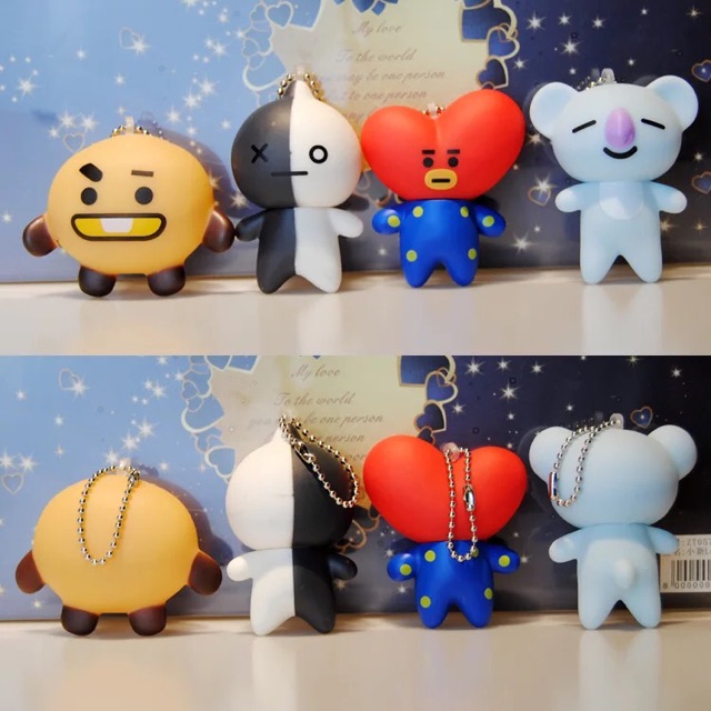 SIÊU PHẨM móc khoá BT21 ngộ nghĩnh bằng nhựa