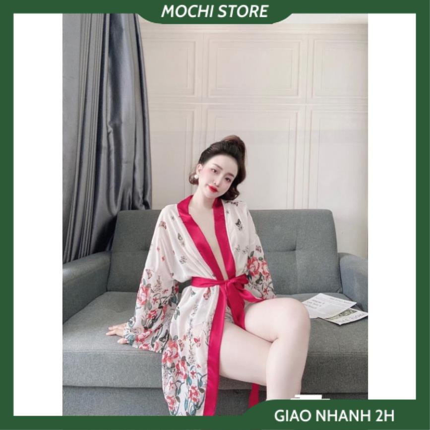 Áo Choàng Ngủ Kimono Voan Hoa , Áo Ngủ Xuyên Thấu Kèm Quần Chất Liệu Cao cấp Phong Cách Nhật Bản Mới Gợi Cảm Cho N | BigBuy360 - bigbuy360.vn