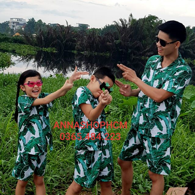 BỘ CHUỐI XANH NỀN TRẮNG THIẾT KẾ UNISEX ĐỦ SIZE