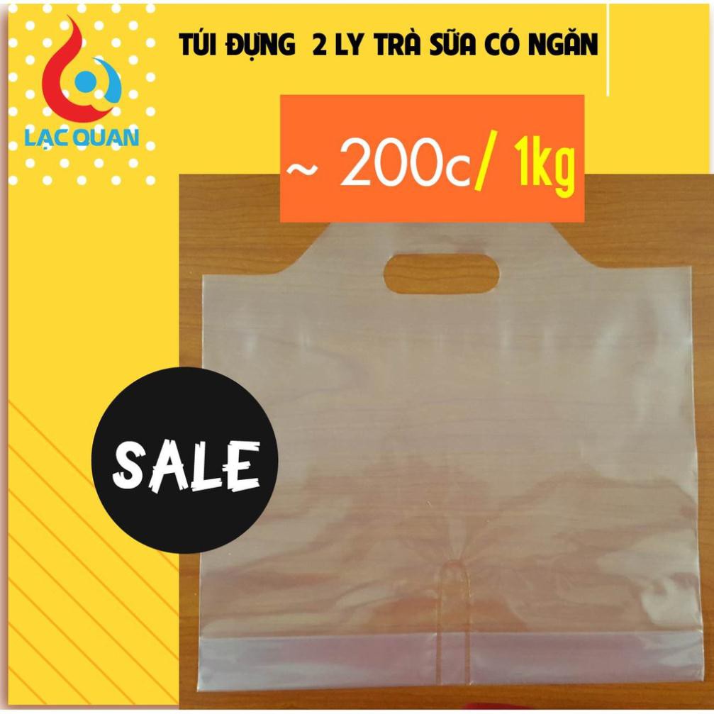 1 KG Túi 2 Ly Đựng Trà Sữa Ép Ngăn