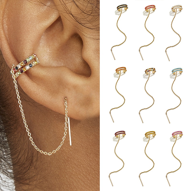 Hoa Tai Dáng Dài Đính Đá Phối Tua Rua Phong Cách Vintage