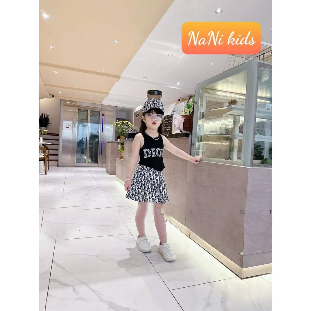 014222 Set váy bé gái, set năng động, set váy+áo thun croptop