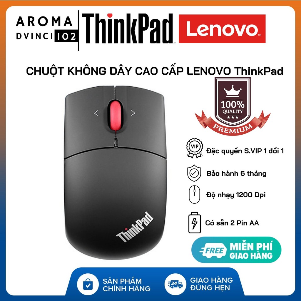 [SVIP BH 6 tháng] Chuột không dây Lenovo ThinkPad Laser Wireless Mouse Black 0A36193 - Hàng chính hãng | DVINCE Store