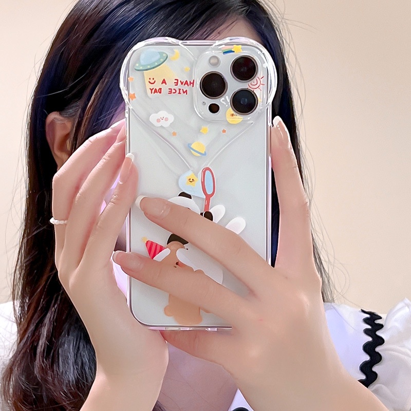 Ốp Điện Thoại tpu Silicon Trong Suốt Họa Tiết Trái Tim Lớn Cho Iphone 13iPhone11 / 12Pro xr / 8 xs