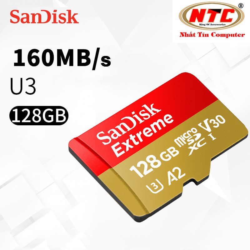 Thẻ Nhớ MicroSDXC SanDisk Extreme 128GB V30 U3 4K A2 R160MB/s W60MB/s - No Adapter (Vàng)